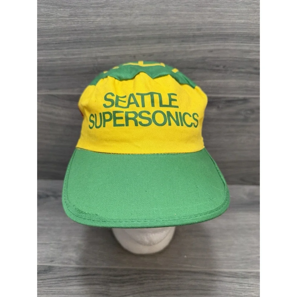 Seattle Sonics NBA Vintage Logo Painters Budweiser Collab Hat Elastic OSFM